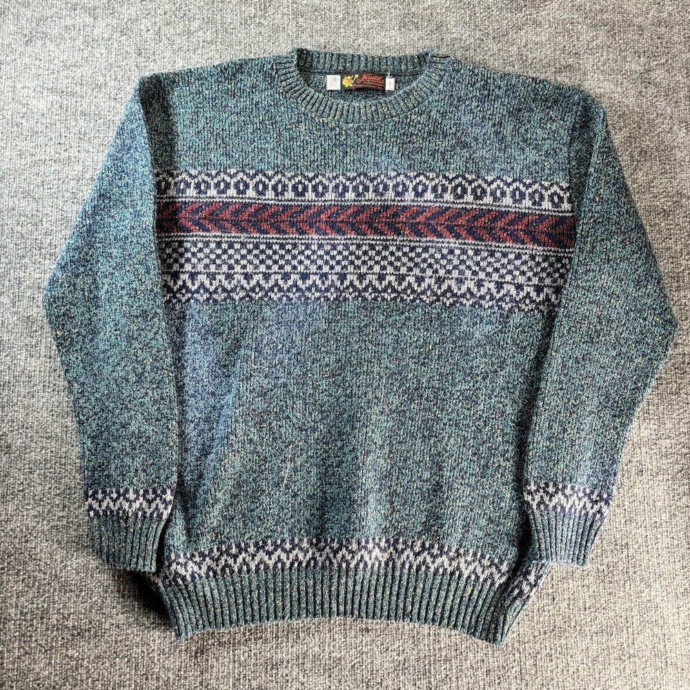 Vintage‎ Jersild Sweater Mens Large Blue Fair Isle Knit Crewneck Pullover USA